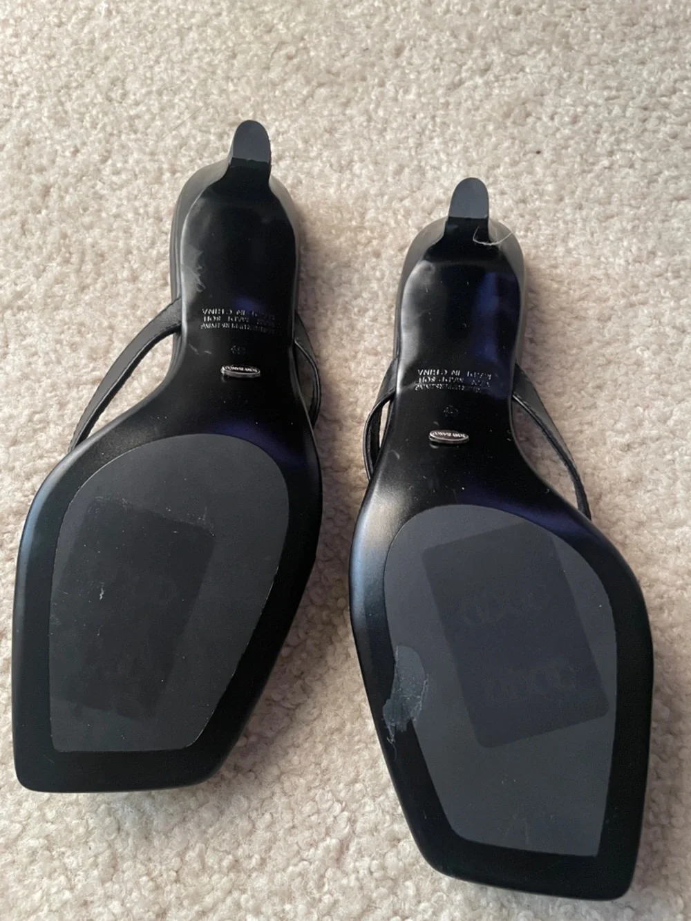 Tony Bianco Black Square-Toe Mid-Heel Thong Sandals size 6.5 - Picture 4 of 6